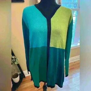 Diane Von Furstenberg Silk Assets Vneck Colorblock Sweater Womens Sz M 100% Silk